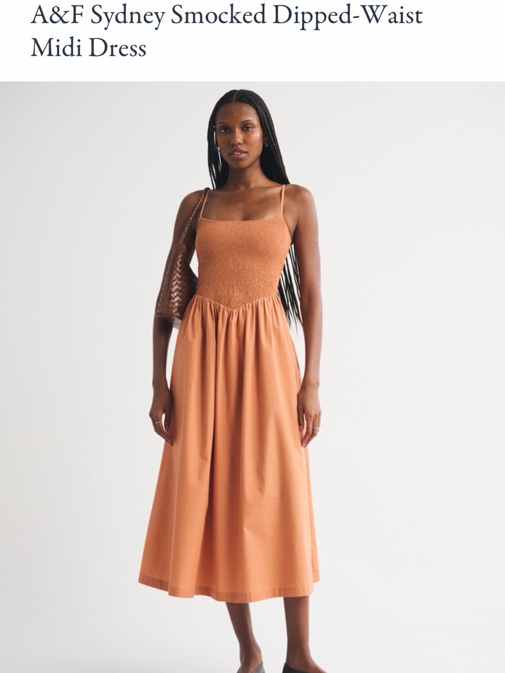 Abercrombie & Fitch Terracotta Smocked Midi Dress
